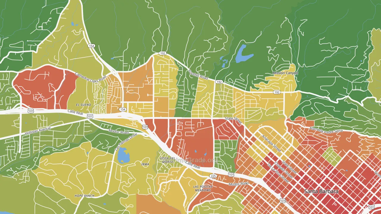 Upper State, Santa Barbara, CA Map of Assault Rates