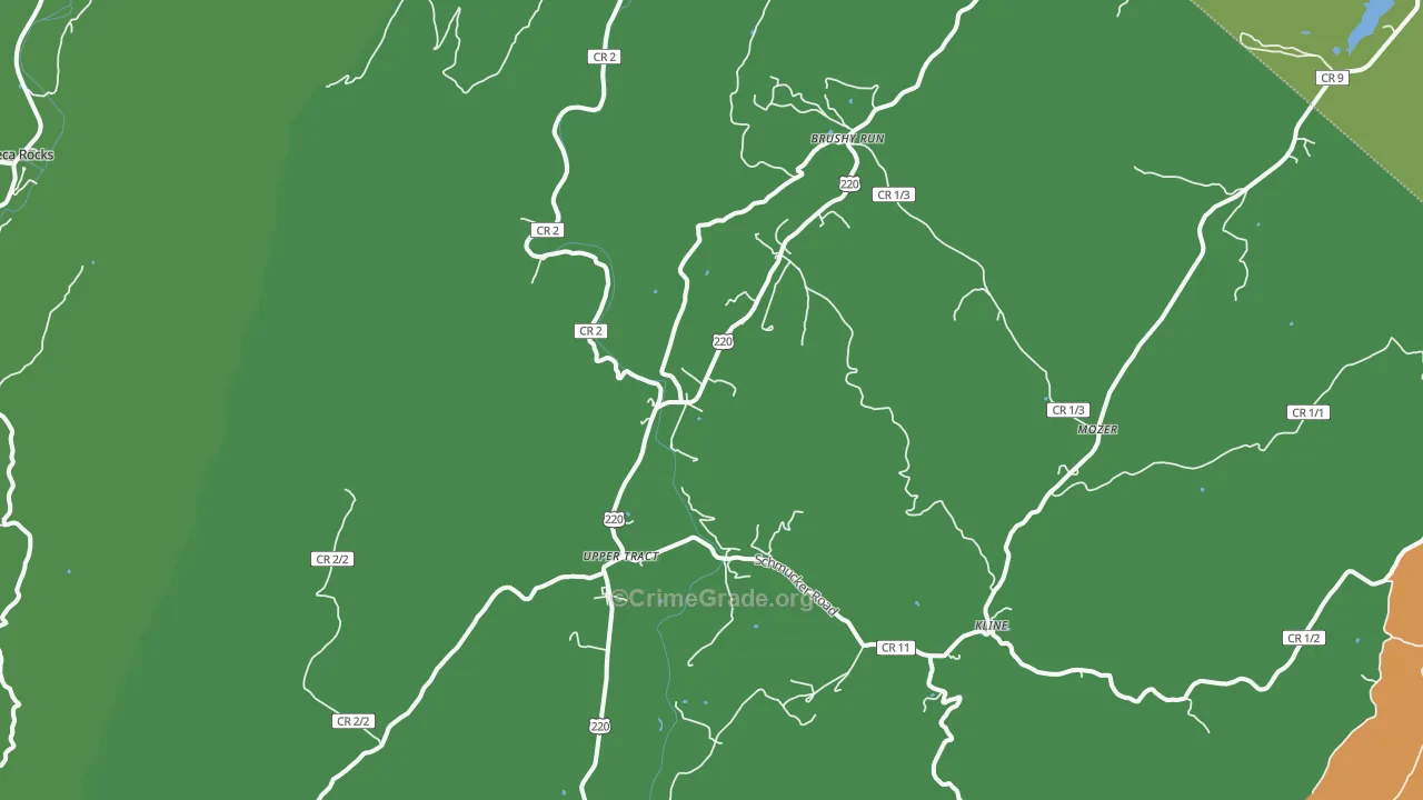 Upper Tract, WV Map of Assault Rates