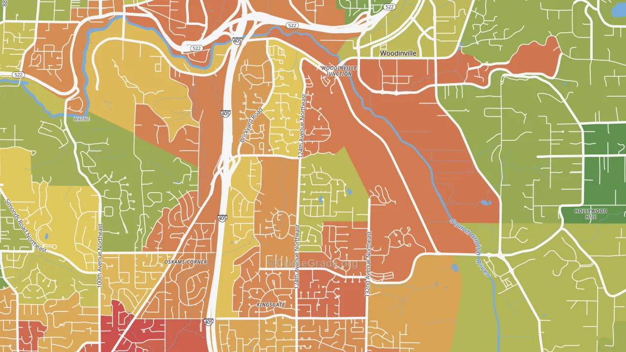 Upper West Ridge, Woodinville, WA Map of Assault Rates