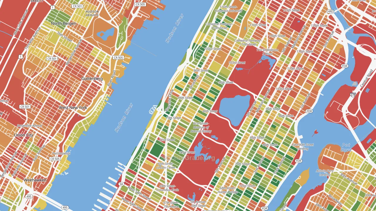 Upper West Side, Manhattan, NY Map of Assault Rates