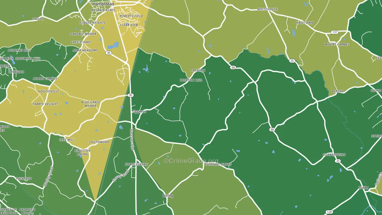 Upperco, MD Map of Assault Rates