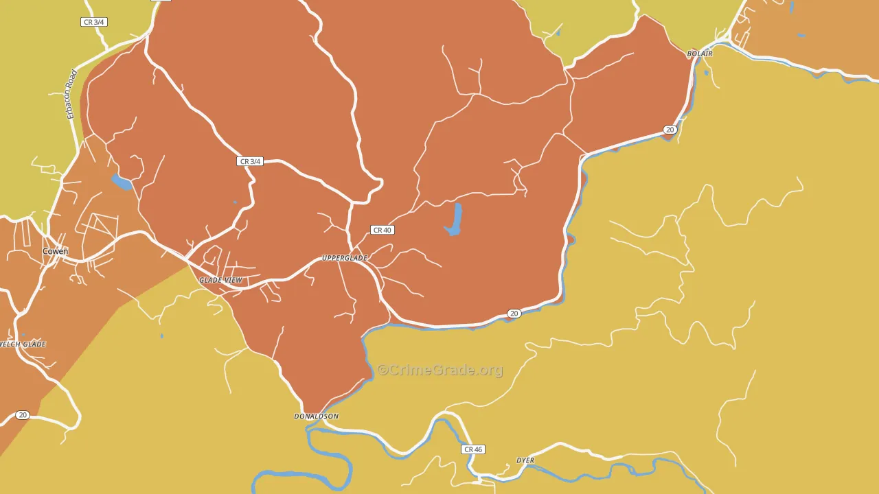 Upperglade, WV Map of Assault Rates