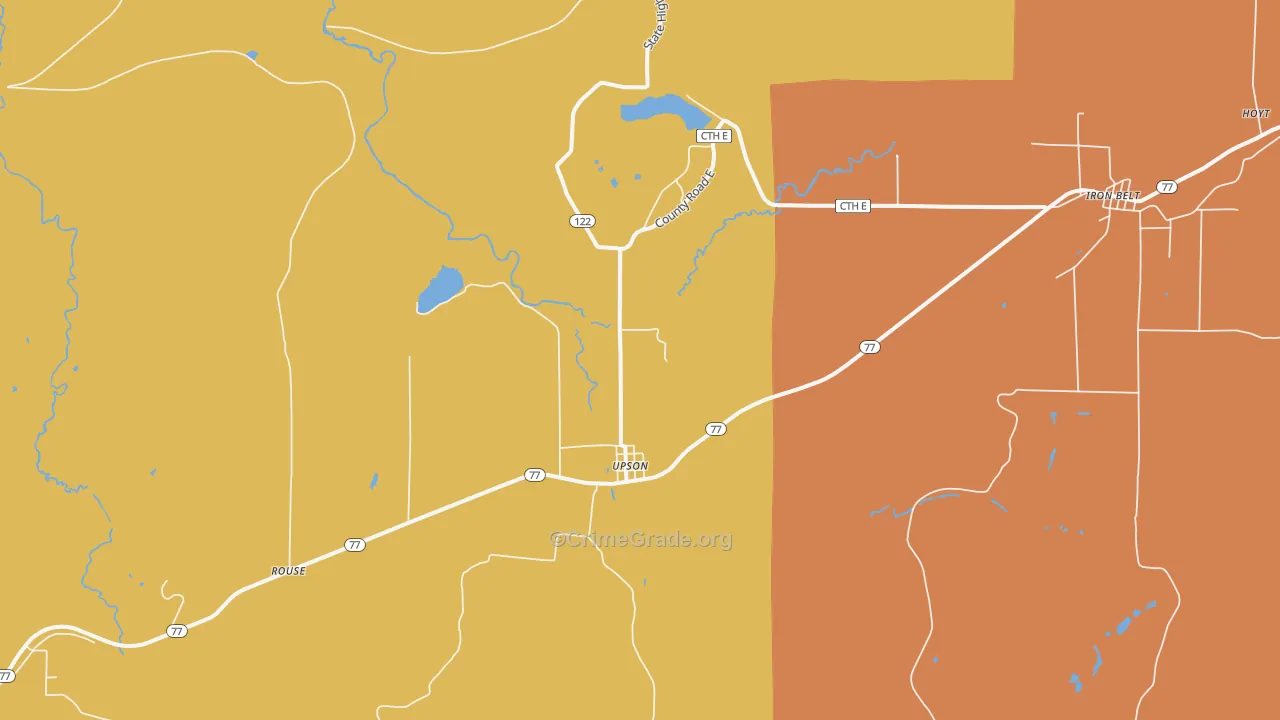 Upson, WI Map of Assault Rates