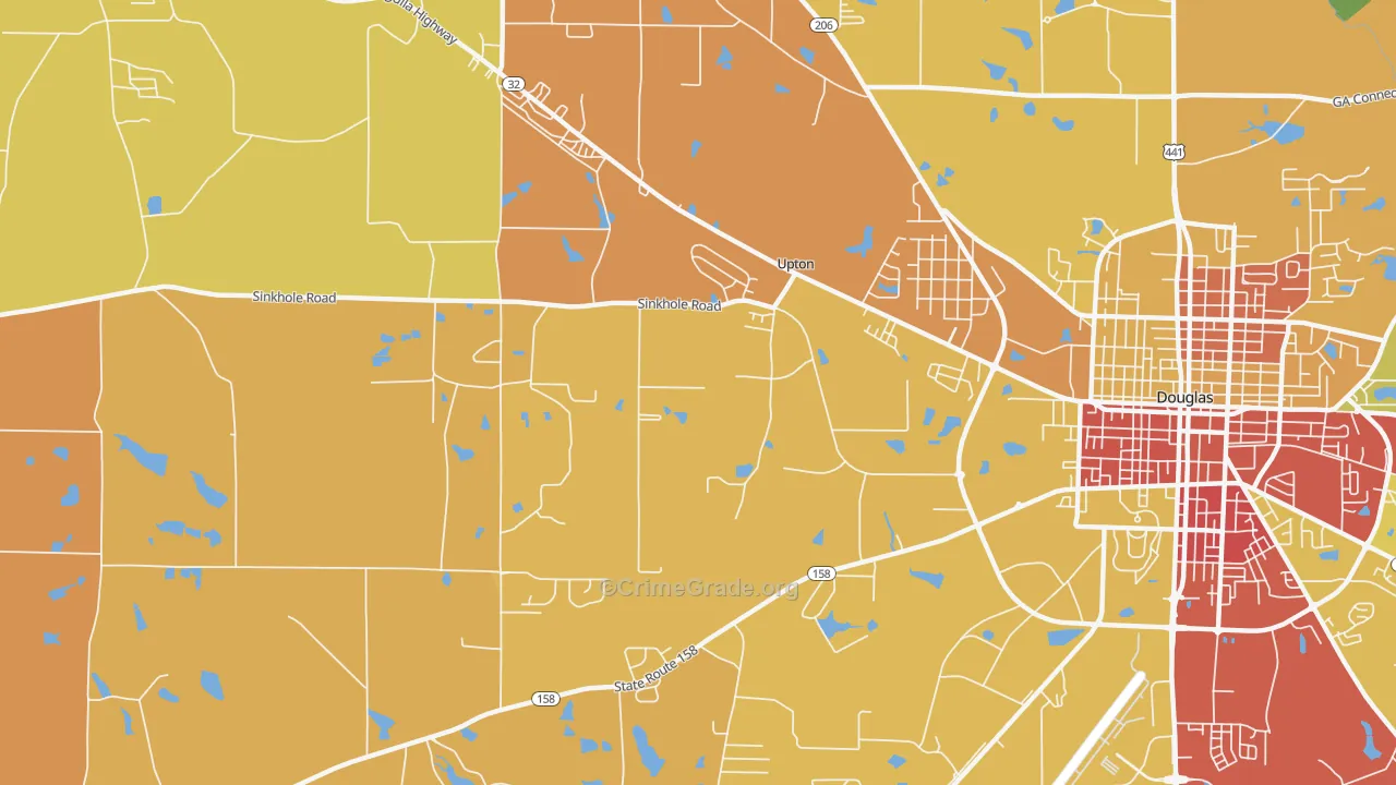 Upton, GA Map of Assault Rates