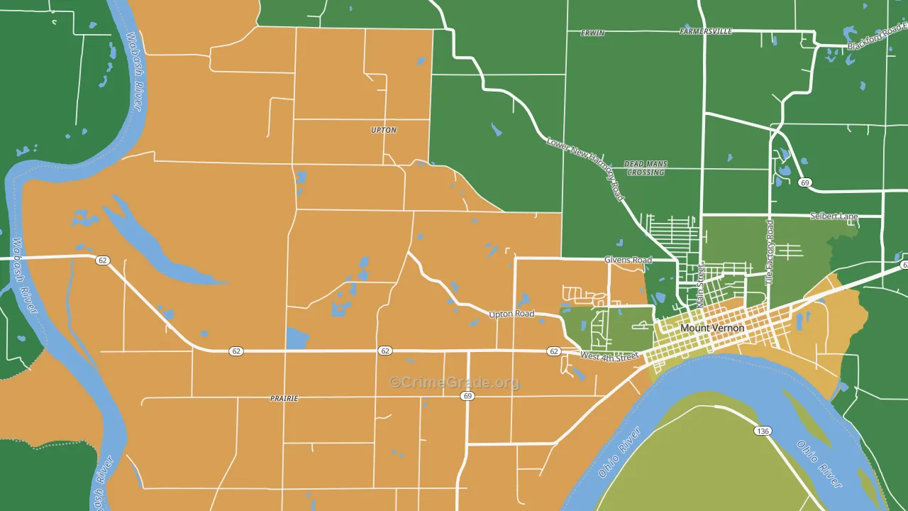 Upton, IN Map of Assault Rates