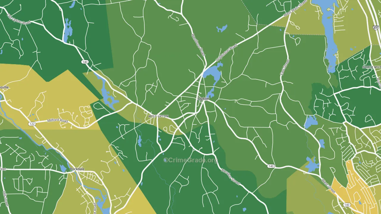 Upton, MA Map of Assault Rates