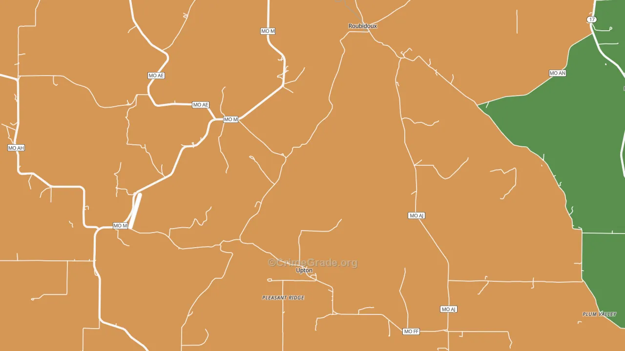 Upton, MO Map of Assault Rates