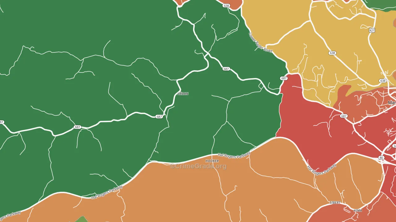 Urban, KY Map of Assault Rates