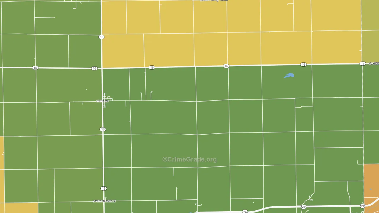 Urbana, IN Map of Assault Rates