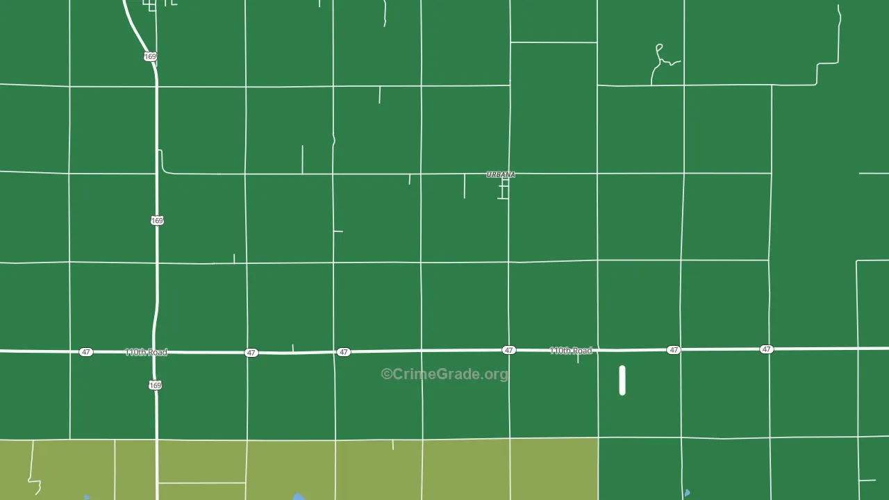 Urbana, KS Map of Assault Rates