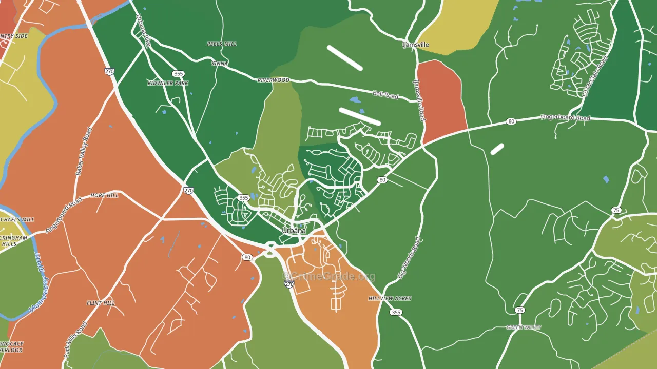 Urbana, MD Map of Assault Rates