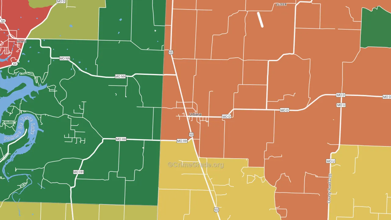 Urbana, MO Map of Assault Rates