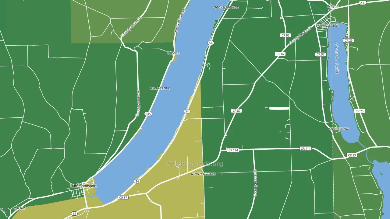 Urbana, NY Map of Assault Rates