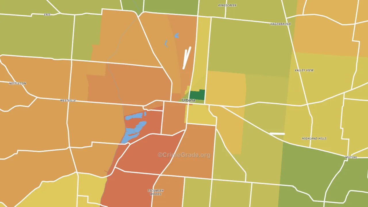 Urbana, OH Map of Assault Rates