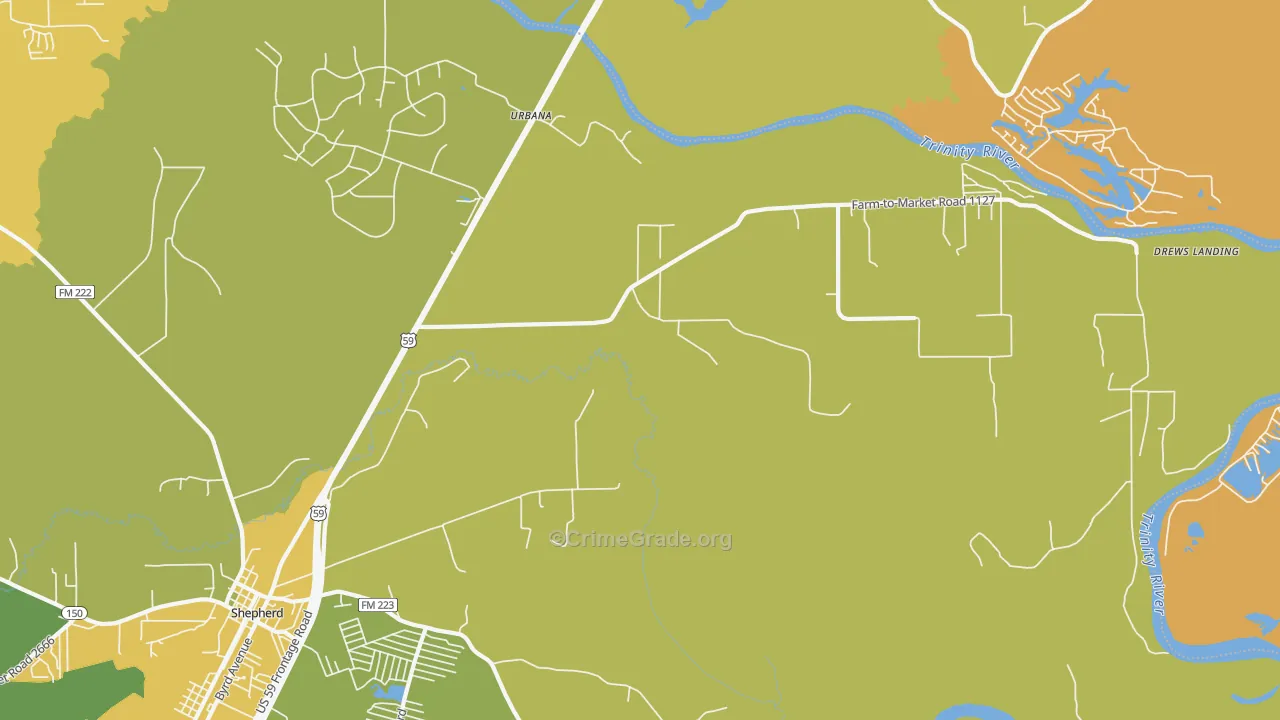 Urbana, TX Map of Assault Rates