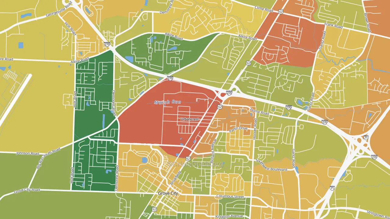 Urbancrest, OH Map of Assault Rates