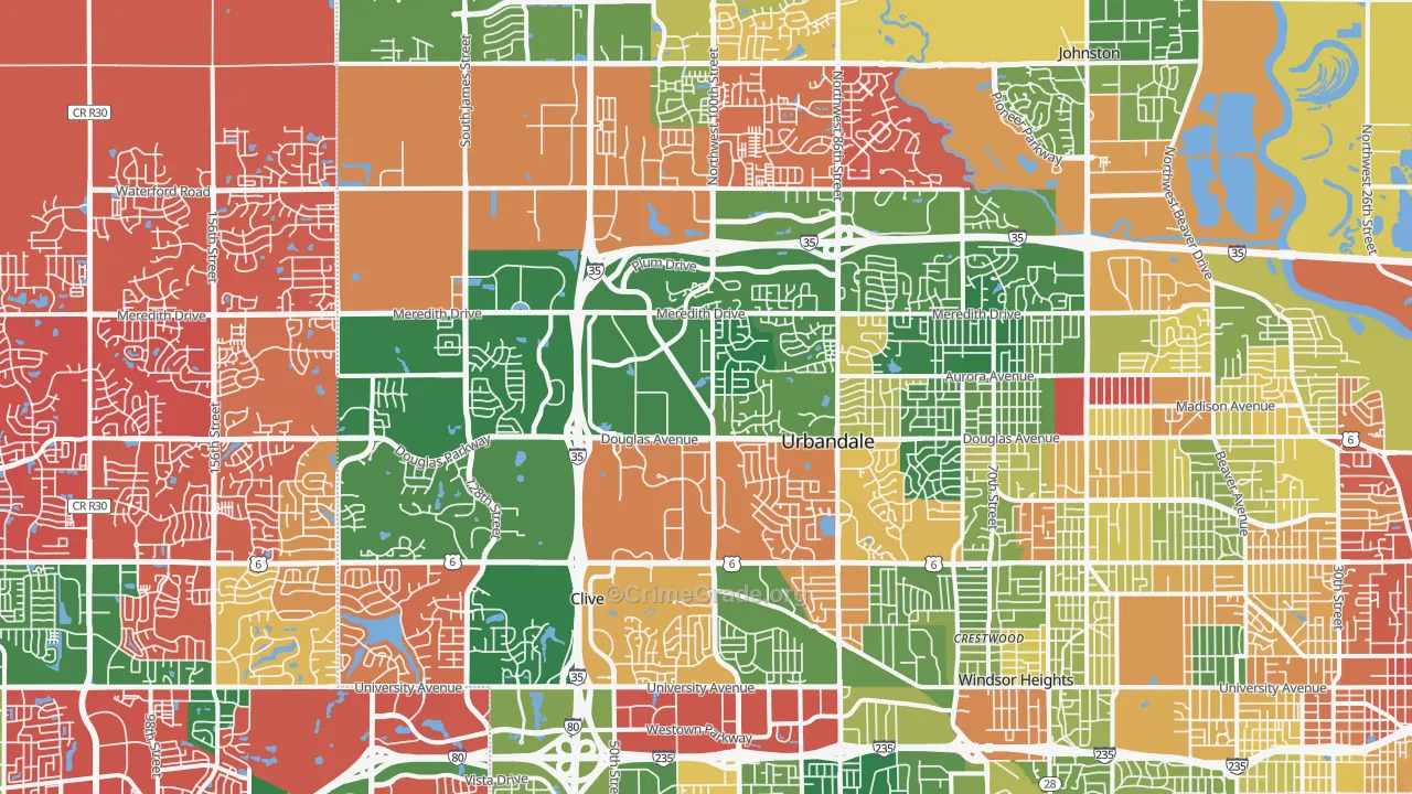 Urbandale, IA Map of Assault Rates