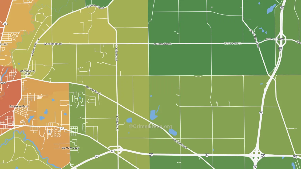 Urbandale, MI Map of Assault Rates