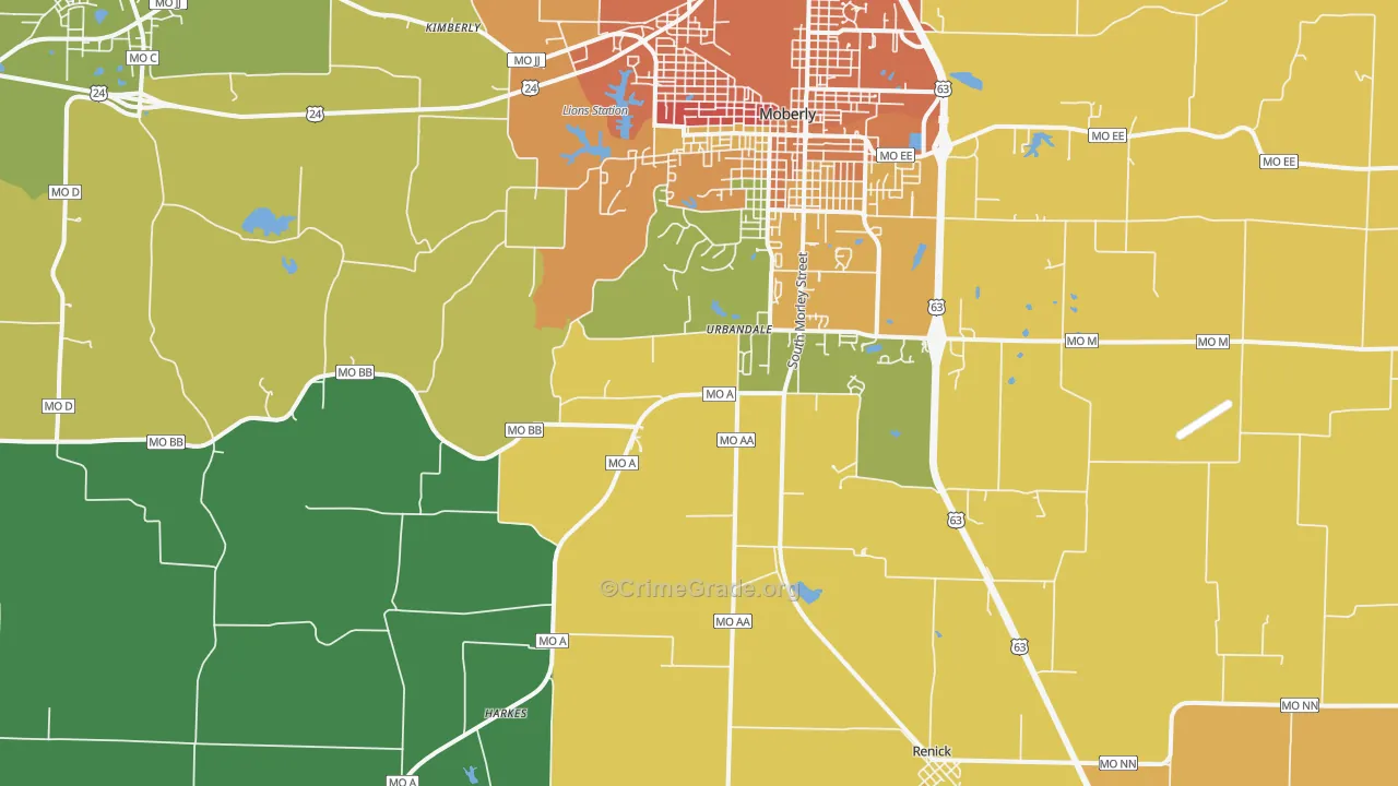 Urbandale, MO Map of Assault Rates
