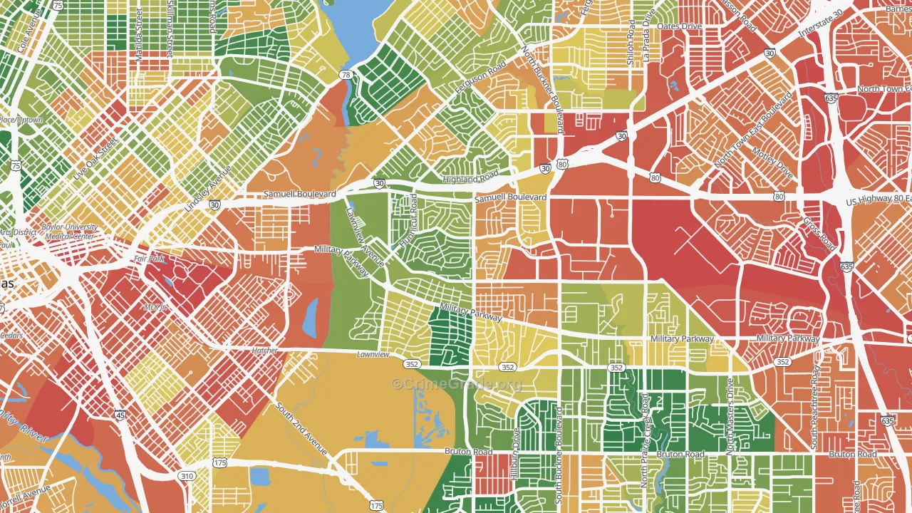 Urbandale-Parkdale, Dallas, TX Map of Assault Rates