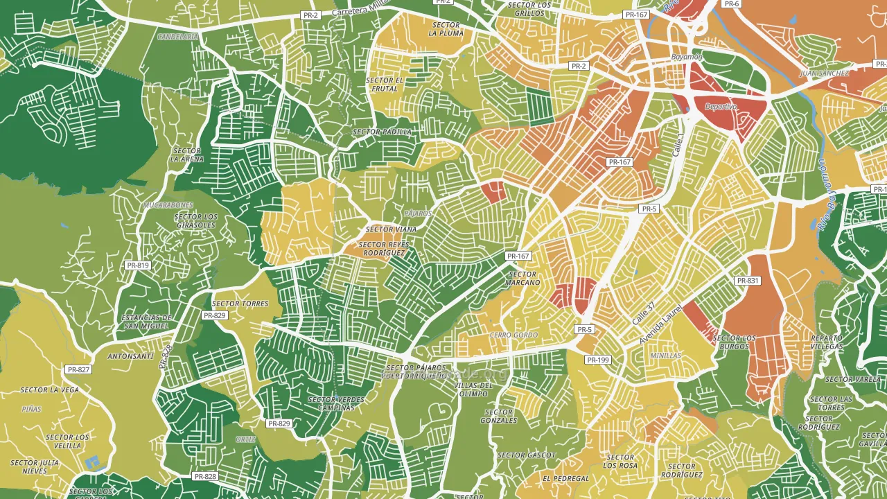 Urbanizacion Bayamon Gdns, Bayamon, PR Map of Assault Rates