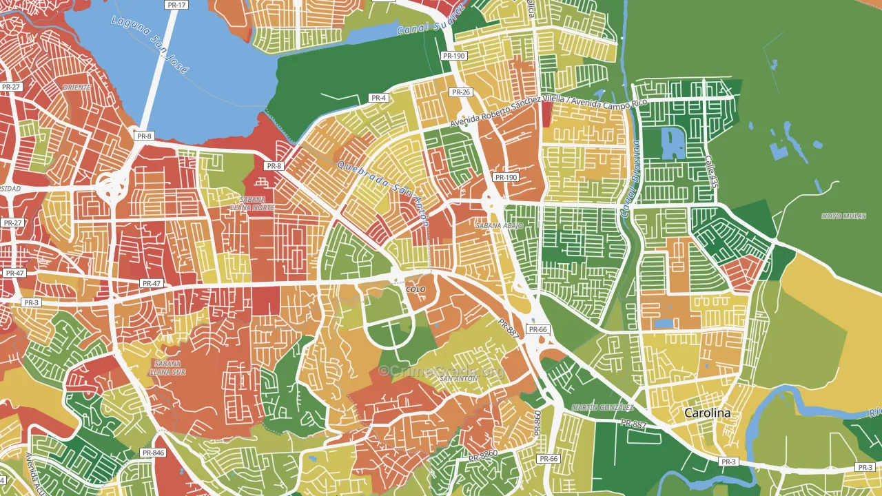 Urbanizacion El Comandante, Carolina, PR Map of Assault Rates