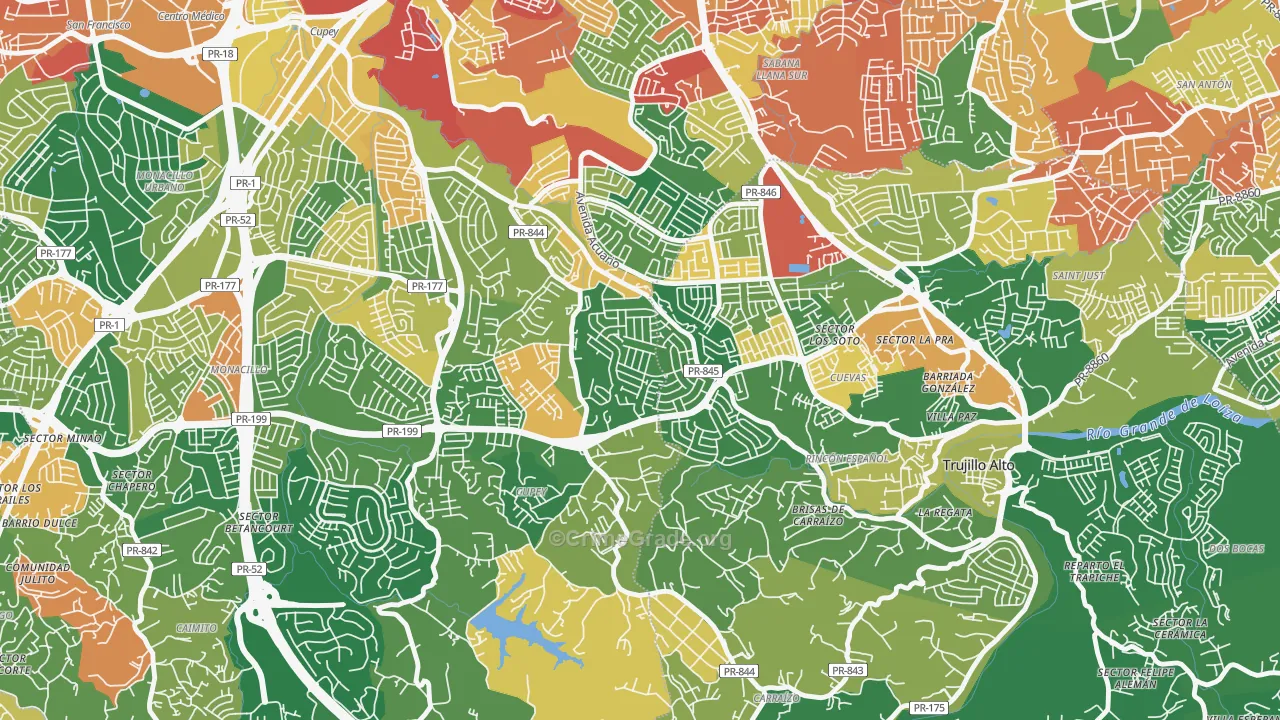 Urbanizacion Fairview, San Juan, PR Map of Assault Rates