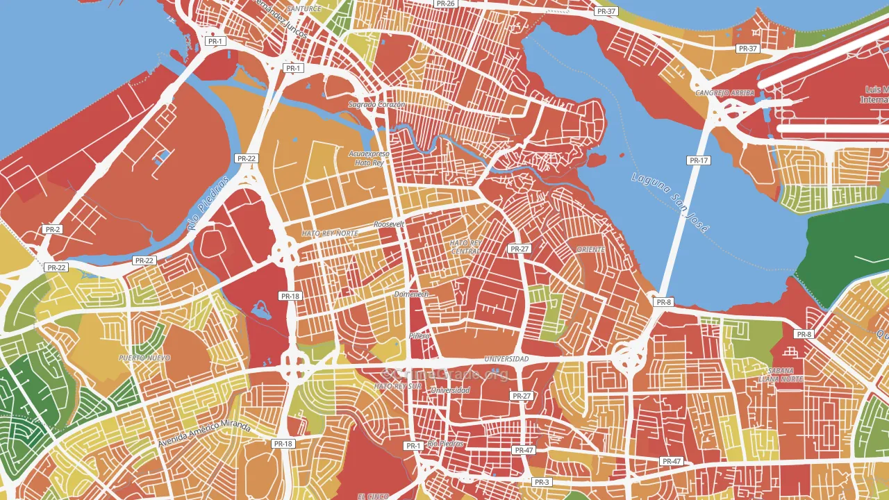 Urbanizacion Floral Park, San Juan, PR Map of Assault Rates