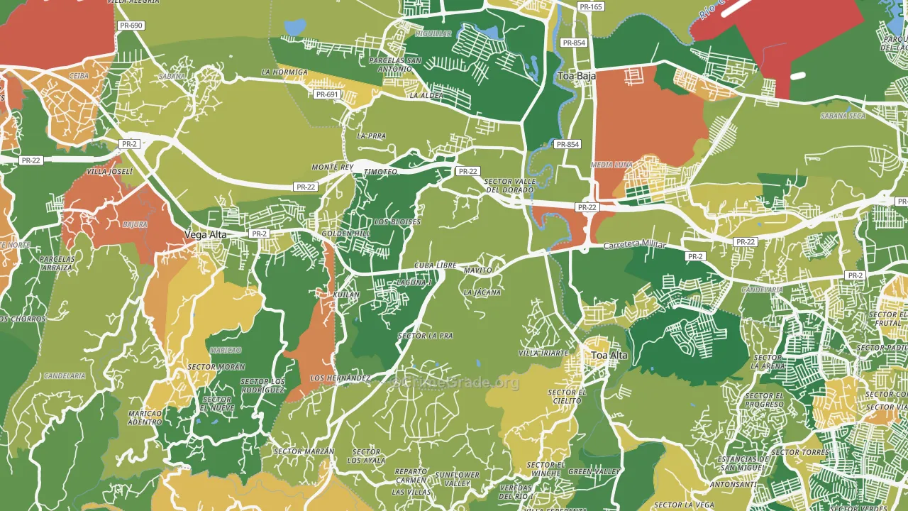 Urbanizacion Las Colinas, Dorado, PR Map of Assault Rates