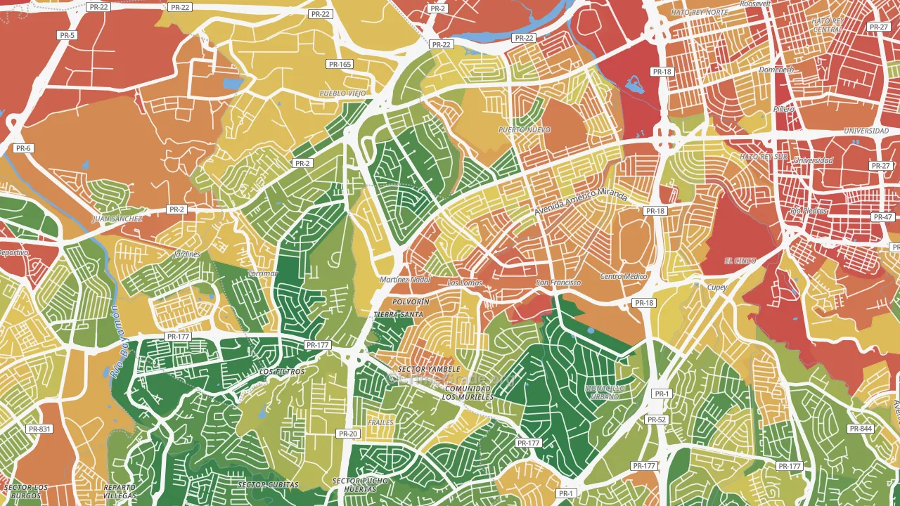 Urbanizacion Las Lomas, San Juan, PR Map of Assault Rates