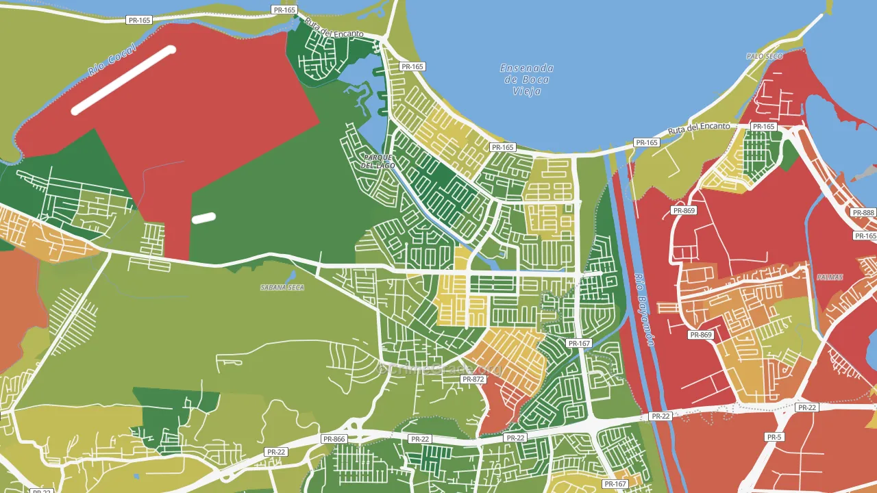 Urbanizacion Levittown Lakes, Toa Baja, PR Map of Assault Rates