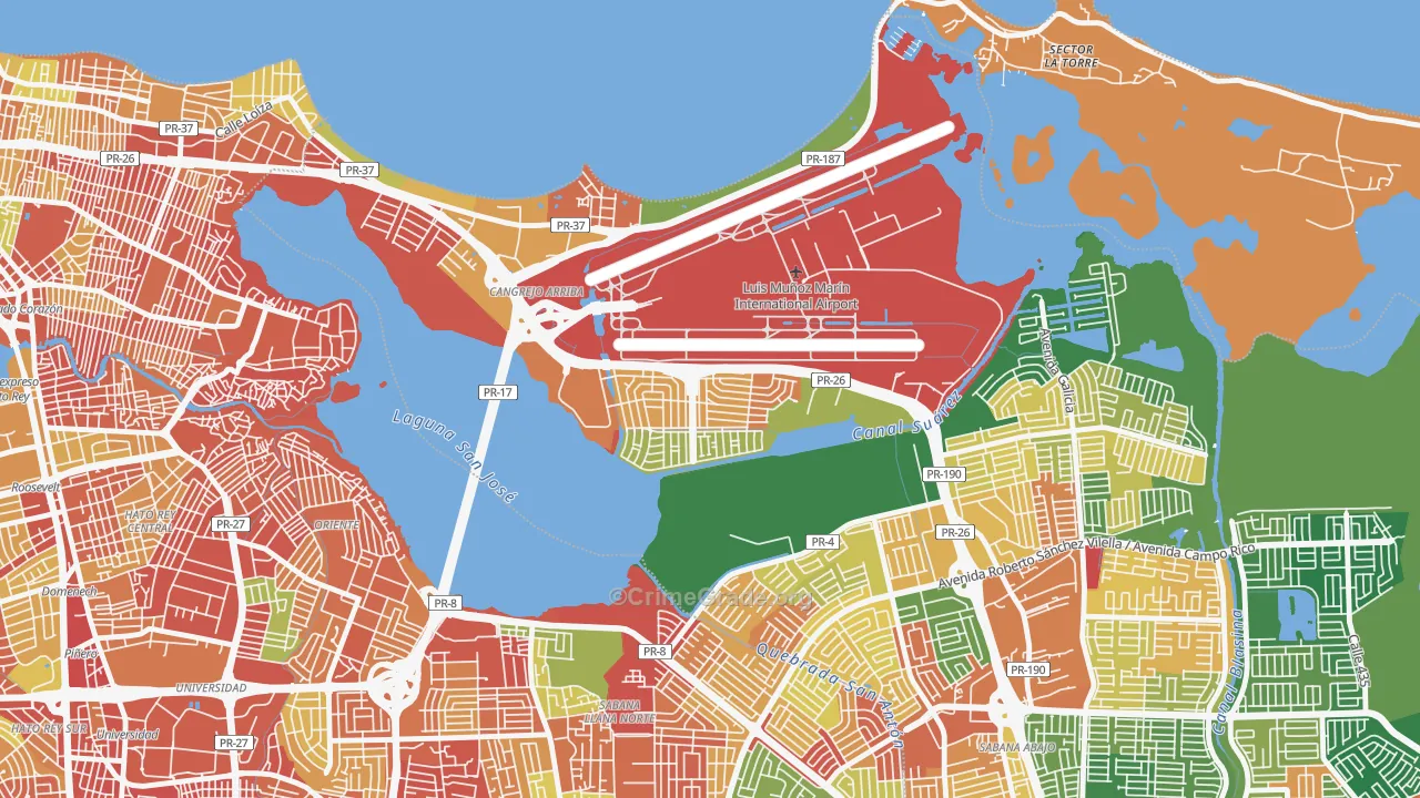 Urbanizacion Los Angeles, Carolina, PR Map of Assault Rates