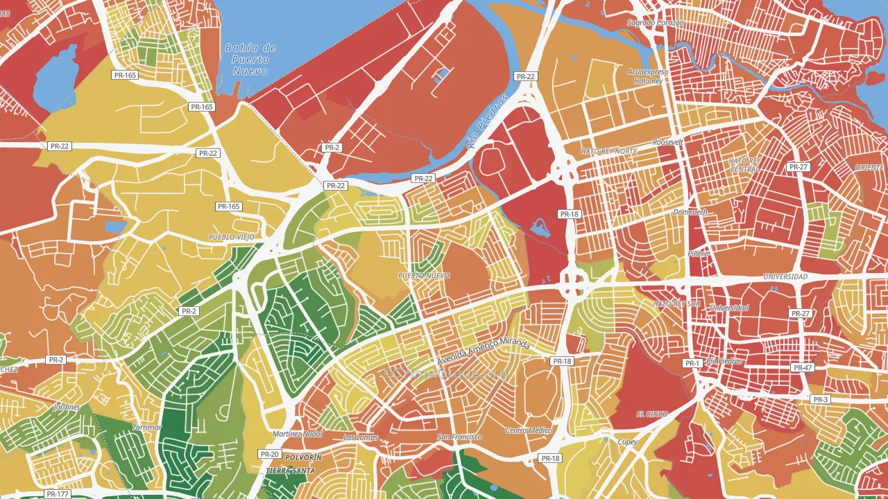 Urbanizacion Puerto Nuevo, San Juan, PR Map of Assault Rates