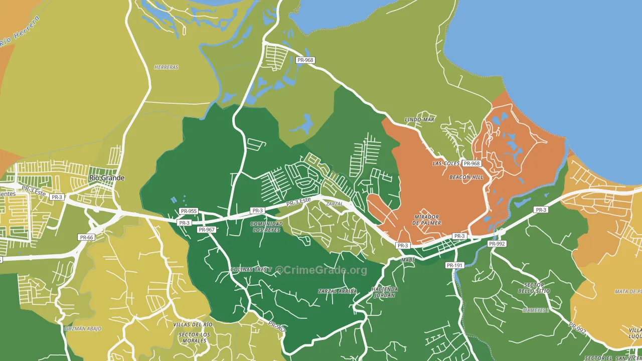 Urbanizacion Rio Grande Estates, Rio Grande, PR Map of Assault Rates