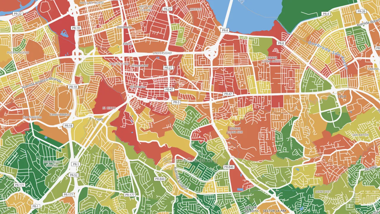 Urbanizacion San Agustin, San Juan, PR Map of Assault Rates