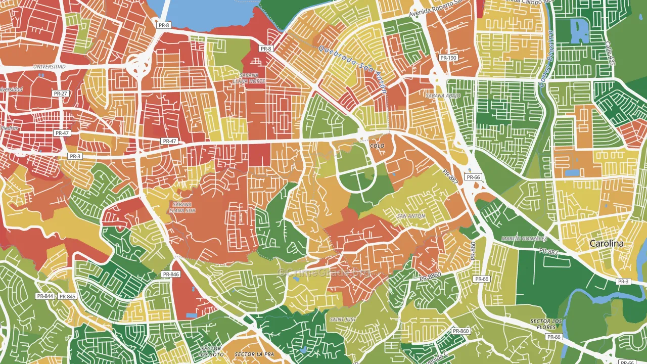 Urbanizacion San Martin, San Juan, PR Map of Assault Rates