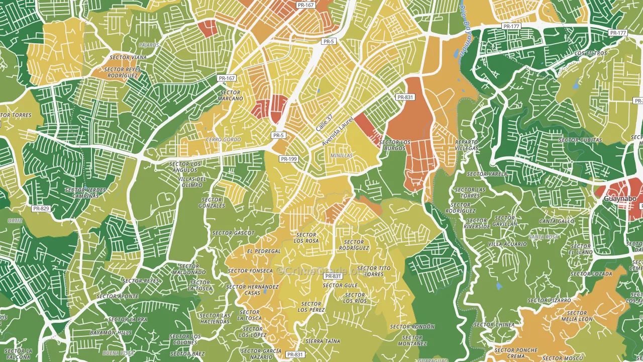 Urbanizacion Santa Juanita, Bayamon, PR Map of Assault Rates