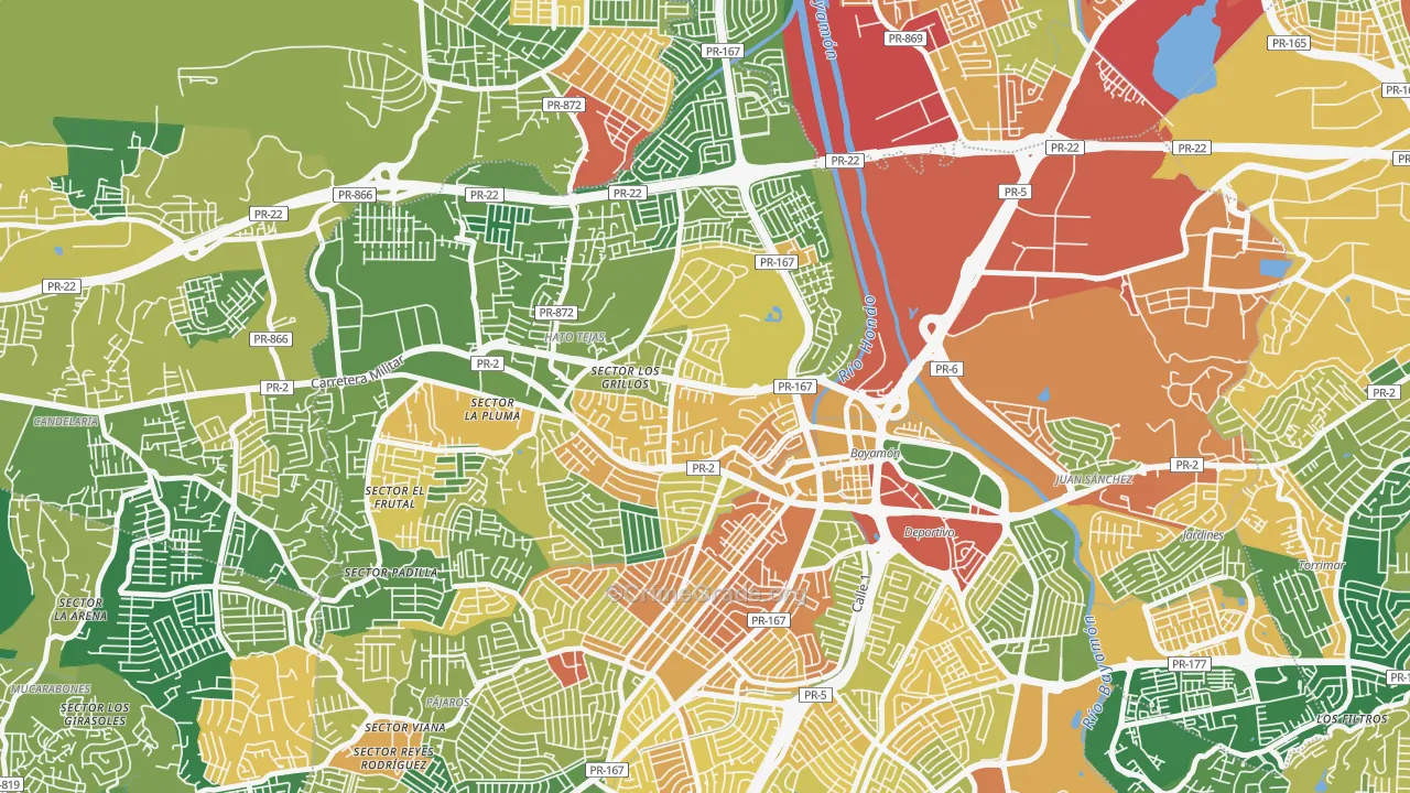 Urbanizacion Sierra Bayamon, Bayamon, PR Map of Assault Rates