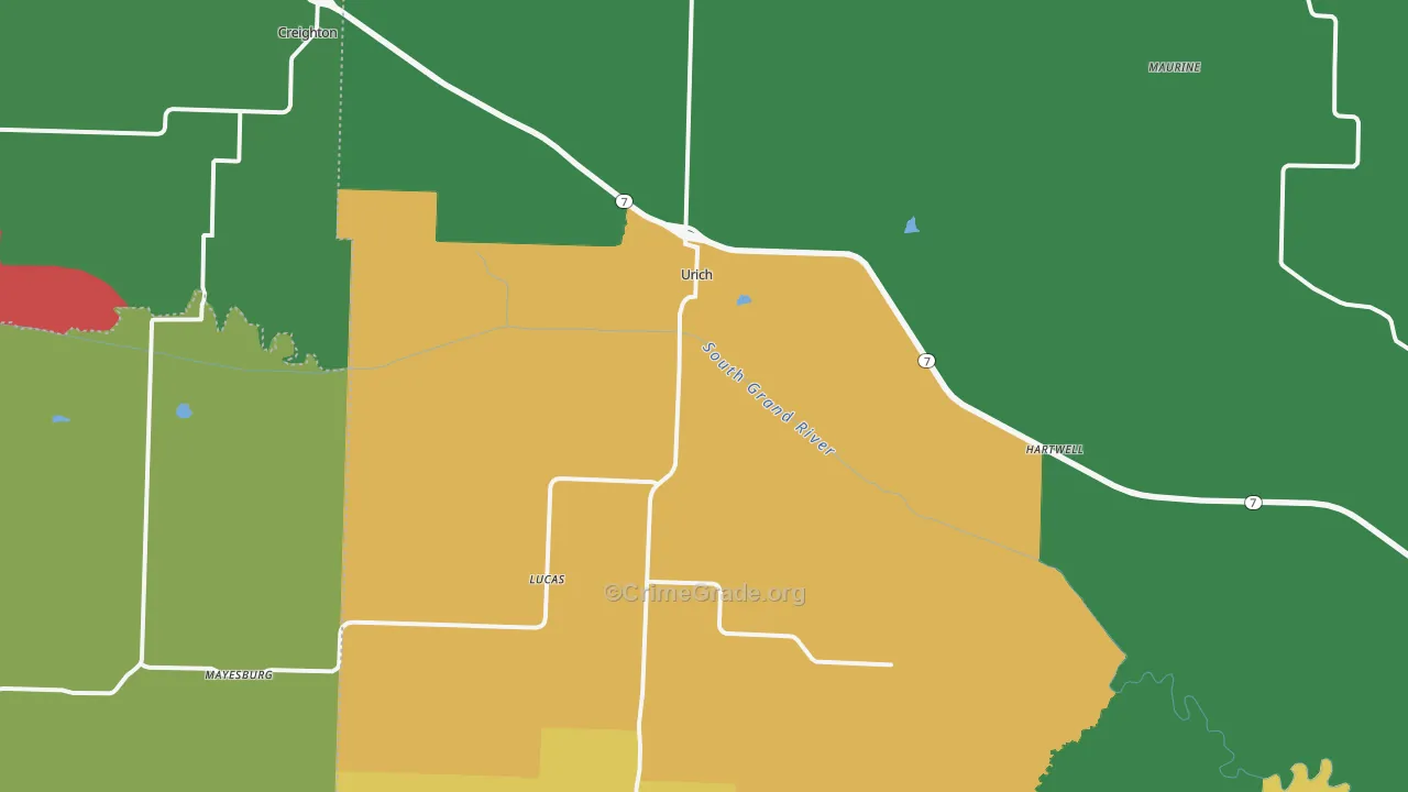 Urich, MO Map of Assault Rates
