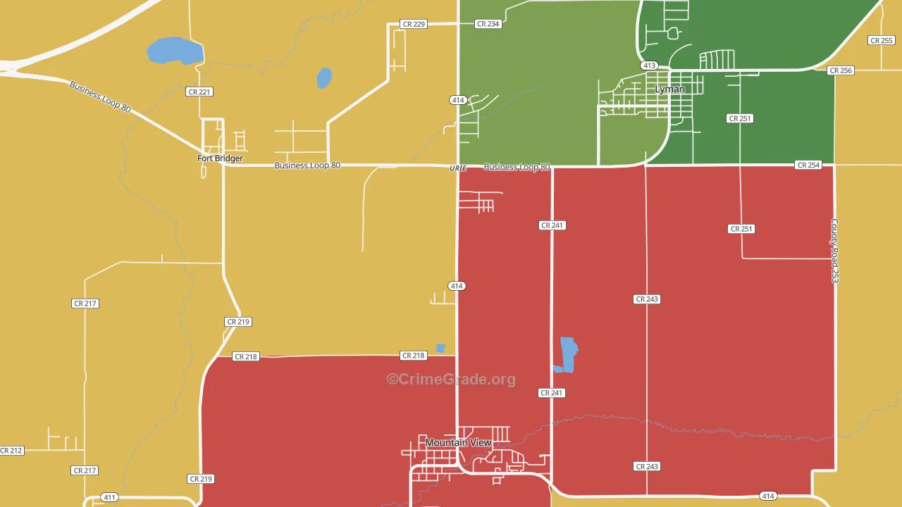 Urie, WY Map of Assault Rates