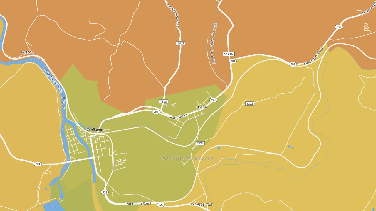 Ursina, PA Map of Assault Rates