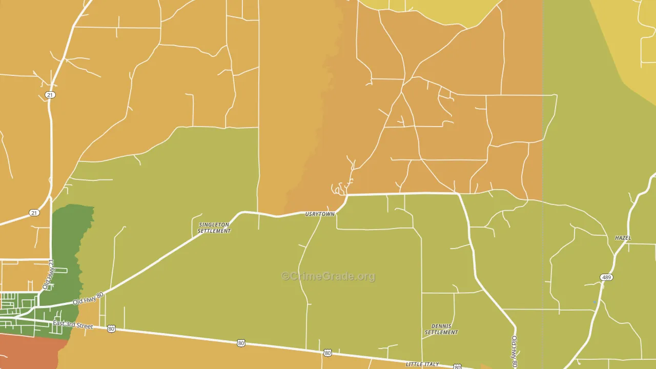 Usrytown, MS Map of Assault Rates