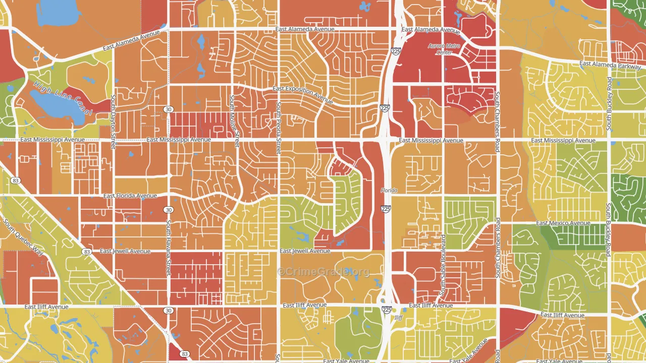 Utah Park, Aurora, CO Map of Assault Rates