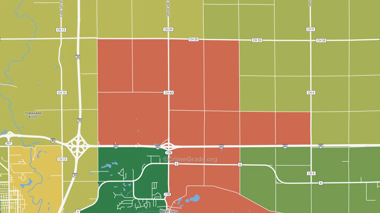 Utica, IL Map of Assault Rates