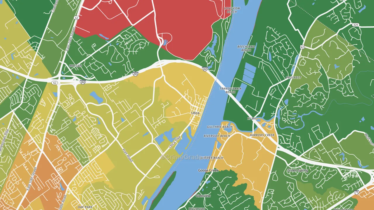 Utica, IN Map of Assault Rates