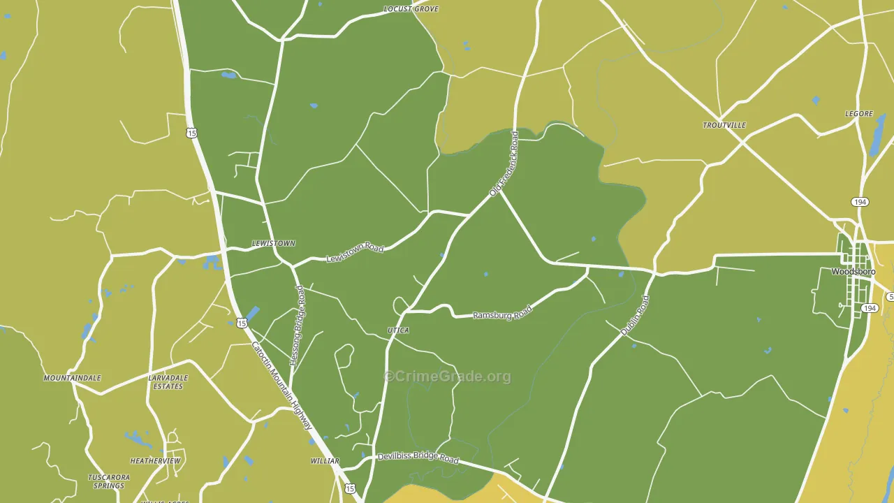 Utica, MD Map of Assault Rates