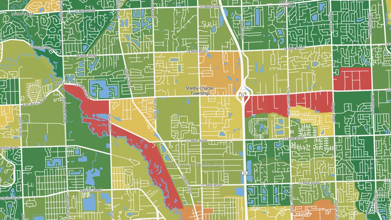 Utica, MI Map of Assault Rates
