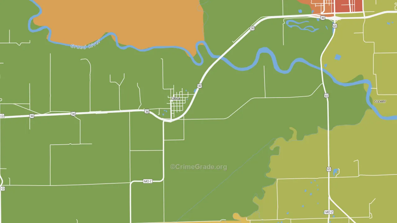Utica, MO Map of Assault Rates