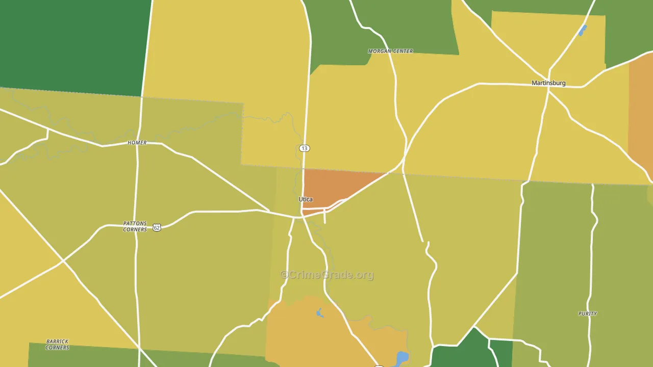 Utica, OH Map of Assault Rates