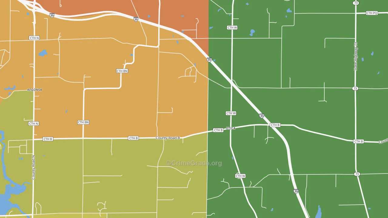 Utica, WI Map of Assault Rates
